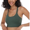 image:imageHSIA Sports Bras for Women Strappy Criss Cross Back Medium Support Yoga Crop Top with Removable Padded CupArmy Green
