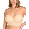 image:imageHSIA Strapless Bras for Women Longline Corset for Large Bust Plus Size Supportive Bustier Minimizer Convertible BandeauBeige