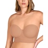 image:imageHSIA Strapless Bras for Women Longline Corset for Large Bust Plus Size Supportive Bustier Minimizer Convertible BandeauDark Beige