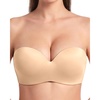 image:imageHSIA Strapless Bras for Women Push Up Seamless Underwire Padded Balconette Demi Convertible Bra for Small BustsBeige