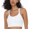 image:imageHSIA Womens Sports Bra Yoga Tank Tops Workout Padded Medium Support Longline Strappy Crisscross BackWhite