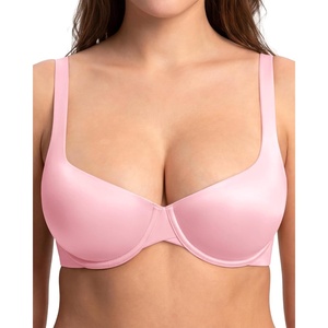 image:imageHSIA Balconette Bras for Women Underwire Unlined Demi Elodie Cloudsoft Half Cup Satin BrasPure Pink