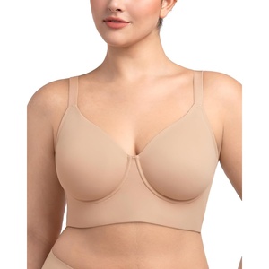 image:imageHSIA Bras for Women Minimizer Full Coverage Seamless Plus Size Longline Unlined Underwire Back Smoothing Bra Light Beige 36DDD