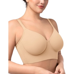 image:imageHSIA Bras for Women Minimizer Full Coverage Seamless Plus Size Longline Unlined Underwire Back Smoothing BraBeige