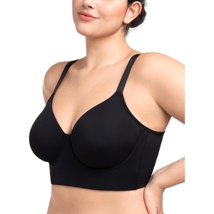 image:imageHSIA Bras for Women Minimizer Full Coverage Seamless Plus Size Longline Unlined Underwire Back Smoothing BraBlack
