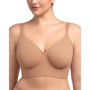 image:imageHSIA Bras for Women Minimizer Full Coverage Seamless Plus Size Longline Unlined Underwire Back Smoothing BraDark Beige