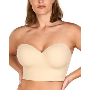 image:imageHSIA Longline Strapless Bra for Women AntiSlip Support Corset for Large Bust Convertible Bustier Bandeau for Big BreastsBeige