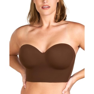 image:imageHSIA Longline Strapless Bra for Women AntiSlip Support Corset for Large Bust Convertible Bustier Bandeau for Big BreastsCoffee Brown