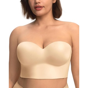 image:imageHSIA Longline Strapless Bra for Women AntiSlip Support Corset for Large Bust Convertible Bustier Bandeau for Big BreastsSatin Nude