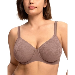 image:imageHSIA Minimizer Bra for Women  Full Coverage Seamless Lace Bra Plus Size Underwire Unlined Bra for Heavy BreastDark Brown Purple