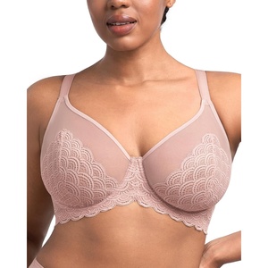 image:imageHSIA Minimizer Bras for Women Large Bust Full Coverage Lace Plus Size Bra  Mermaid ScalesDark Pink