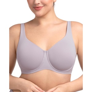 image:imageHSIA Minimizer Bras for Women Plus Size Full Coverage Unlined T Shirt Bra Seamless Underwire Cool Comfort Daily BrasGrey Purple