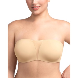 image:imageHSIA Strapless Bra for Big Bust Women AntiSlip Full Coverage Bandeau Plus Size Fiery Bra Underwire Support for Large Breast Beige