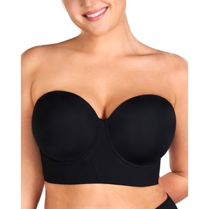 image:imageHSIA Strapless Bras for Women Longline Corset for Large Bust Plus Size Supportive Bustier Minimizer Convertible BandeauBlack