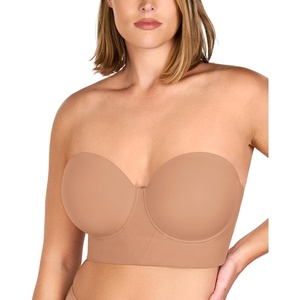 image:imageHSIA Strapless Bras for Women Longline Corset for Large Bust Plus Size Supportive Bustier Minimizer Convertible BandeauDark Beige