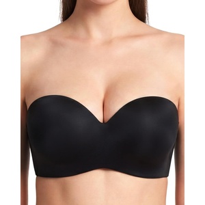 image:imageHSIA Strapless Bras for Women Push Up Seamless Underwire Padded Balconette Demi Convertible Bra for Small BustsBlack