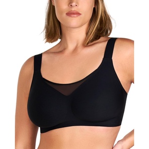image:imageHSIA Womens Seamless Wireless Bras with Support and Lift No Underwire Supportive Bras with Back Smoothing Full Coverage Mesh BralettesBlack L
