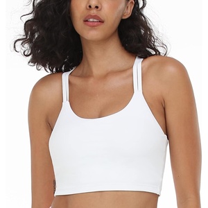 image:imageHSIA Womens Sports Bra Yoga Tank Tops Workout Padded Medium Support Longline Strappy Crisscross BackWhite