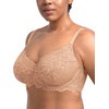 image:imageHSIA Minimizer Bra for Women  Plus Size Full Coverage Lace Bra with Underwire Non PaddedWarm Beige