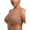 image:imageHSIA Minimizer Bras for Women Full Coverage Unlined Lace Sexy Plus Size Underwire Bra for Large BreastsDark Beige