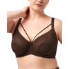 image:imageHSIA Minimizer Bras for Women Full Coverage Unlined Lace Sexy Plus Size Underwire Bra for Large BreastsDark Brown
