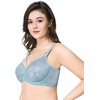 image:imageHSIA Minimizer Bras for Women Full Coverage Unlined Lace Sexy Plus Size Underwire Bra for Large BreastsGrey Blue