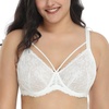image:imageHSIA Minimizer Bras for Women Full Coverage Unlined Lace Sexy Plus Size Underwire Bra for Large BreastsWhite