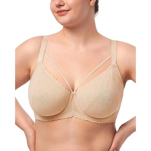 image:imageHSIA Minimizer Bras for Women Full Coverage Unlined Lace Sexy Plus Size Underwire Bra for Large BreastsApricot