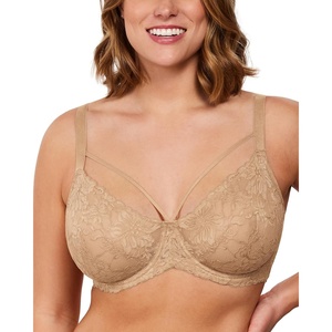 image:imageHSIA Minimizer Bras for Women Full Coverage Unlined Lace Sexy Plus Size Underwire Bra for Large BreastsBeige
