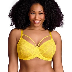 image:imageHSIA Minimizer Bras for Women Full Coverage Unlined Lace Sexy Plus Size Underwire Bra for Large BreastsBright Yellow