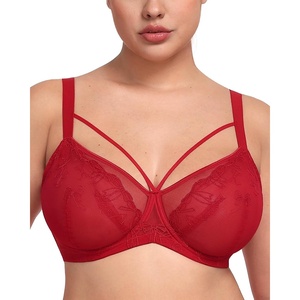 image:imageHSIA Minimizer Bras for Women Full Coverage Unlined Lace Sexy Plus Size Underwire Bra for Large BreastsChristmascoral Red