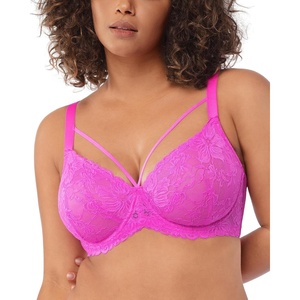 image:imageHSIA Minimizer Bras for Women Full Coverage Unlined Lace Sexy Plus Size Underwire Bra for Large BreastsHot Pink