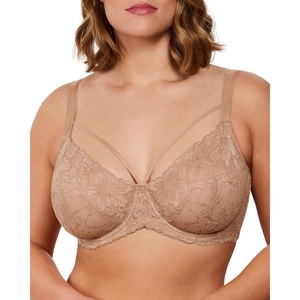 image:imageHSIA Minimizer Bras for Women Full Coverage Unlined Lace Sexy Plus Size Underwire Bra for Large BreastsTaupe Beige