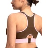 image:imageHSIA Sports Bras for Women High Support Large Bust FlexCore Racerback Lined  Wireless Plus Size Bra with Sewn in PadsChocolate Contrast Pink