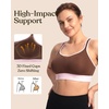image:imageHSIA Sports Bras for Women High Support Large Bust FlexCore Racerback Lined  Wireless Plus Size Bra with Sewn in PadsChocolate Contrast Pink