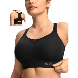 image:imageHSIA Sports Bras for Women High Support Large Bust FlexCore Racerback Lined  Wireless Plus Size Bra with Sewn in PadsBlack