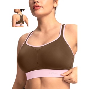 image:imageHSIA Sports Bras for Women High Support Large Bust FlexCore Racerback Lined  Wireless Plus Size Bra with Sewn in PadsChocolate Contrast Pink
