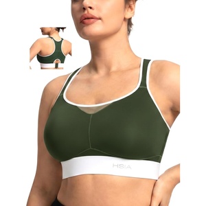 image:imageHSIA Sports Bras for Women High Support Large Bust FlexCore Racerback Lined  Wireless Plus Size Bra with Sewn in PadsForest Green Contrast White