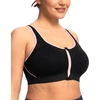 image:imageHSIA Sports Bras for Women High Support Large Bust Padded Zip Front Closure  High Impact Sewn in Pads Speed Race Racerback Wireless Supportive Wide Straps Workout Running Gym Bounce ControlBlack Contrast Light Pink