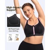 image:imageHSIA Sports Bras for Women High Support Large Bust Padded Zip Front Closure  High Impact Sewn in Pads Speed Race Racerback Wireless Supportive Wide Straps Workout Running Gym Bounce ControlBlack Contrast Light Pink