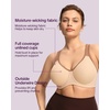 image:imageHSIA High Support Sports Bra for Women Full Coverage Unlined Large Bust Bra  Outside Underwire High Impact Lift Wider Mesh Racerback Adjustable Straps for Running HIIT amp Sports 2 Nipple CoversLight Beige