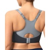image:imageHSIA High Support Sports Bra for Women Full Coverage Unlined Large Bust Bra  Outside Underwire High Impact Lift Wider Mesh Racerback Adjustable Straps for Running HIIT amp Sports 2 Nipple CoversDark Blue