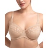 image:imageHSIA Minimizer Bras for Women Full Coverage Underwire Lace Mermaid Scales  Plussize fit unlined underwire support nonstretch lace and mesh backsmoothing band wide straps sizes 3248 CISoft Beige
