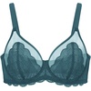 image:imageHSIA Minimizer Bras for Women Full Coverage Underwire Lace Mermaid Scales  Plussize fit unlined underwire support nonstretch lace and mesh backsmoothing band wide straps sizes 3248 CIBalsam Blue