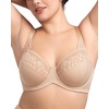 image:imageHSIA Minimizer Bras for Women Full Coverage Underwire Lace Mermaid Scales  Plussize fit unlined underwire support nonstretch lace and mesh backsmoothing band wide straps sizes 3248 CISoft Beige