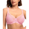 image:imageHSIA Minimizer Bras for Women Full Coverage Underwire Lace Mermaid Scales  Plussize fit unlined underwire support nonstretch lace and mesh backsmoothing band wide straps sizes 3248 CIPure Pink