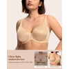 image:imageHSIA Minimizer Bras for Women Plus Size Unlined Tshirt Bra for Large Breast  CoolComfort in Summer Everyday Bra Full Coverage Underwire Supportive Seamless Back Fat Smoothing Offer Natural ShapeSatinlight Beige