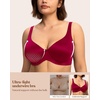 image:imageHSIA Minimizer Bras for Women Plus Size Unlined Tshirt Bra for Large Breast  CoolComfort in Summer Everyday Bra Full Coverage Underwire Supportive Seamless Back Fat Smoothing Offer Natural ShapeSatinburgundy