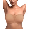 image:imageHSIA Strapless Bra for Large Breasts Unlined Minimizer Underwire Support  Underwire and side boning lift and shape full coverage cups antislip back band and sixway straps provide a secure fitDark Beige