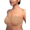 image:imageHSIA Strapless Bra for Large Breasts Unlined Minimizer Underwire Support  Underwire and side boning lift and shape full coverage cups antislip back band and sixway straps provide a secure fitDark Beige